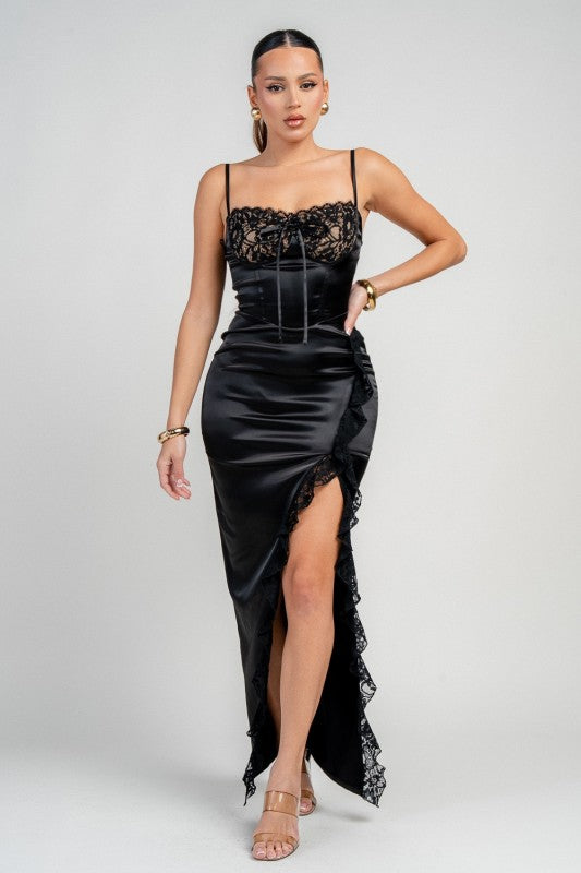 Privy Stretch Satin Long Dress PD76472B