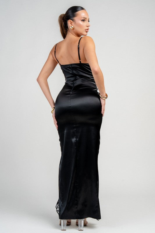 Privy Stretch Satin Long Dress PD76472B