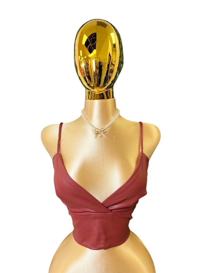 Michel Leather Crop Top