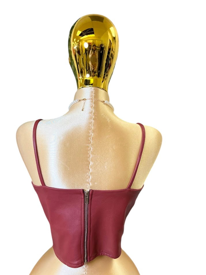 Michel Leather Crop Top